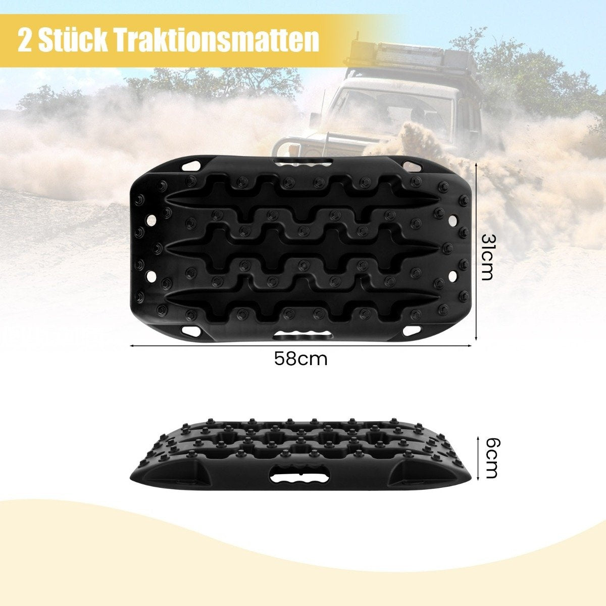 2 pieces traction aid sand plates off-road tire ladder for sand/mud/snow 10 tons black