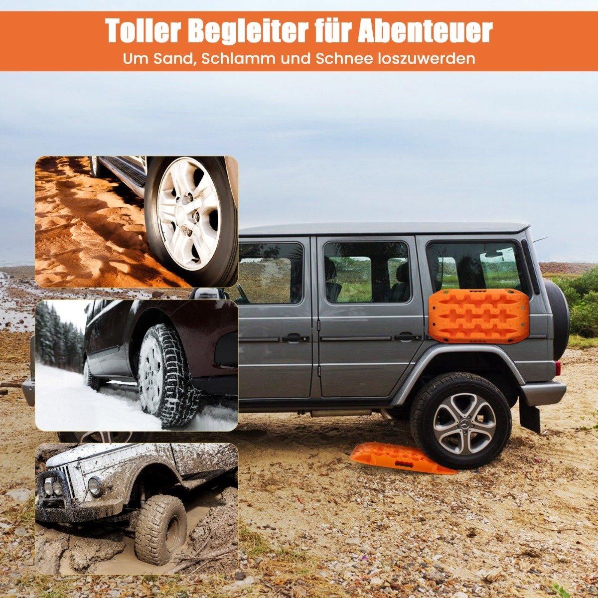 2 pieces traction aid sand sheets off-road tire ladder for sand/mud/snow 10 tons orange