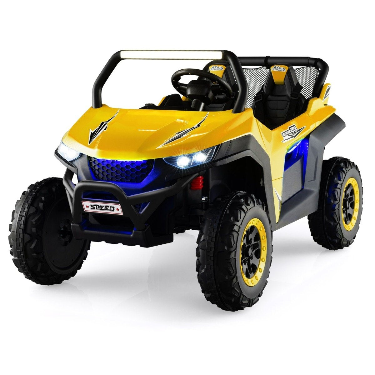 2 seater 12V children's car with music and headlights 118 x 74 x 71 cm-yellow