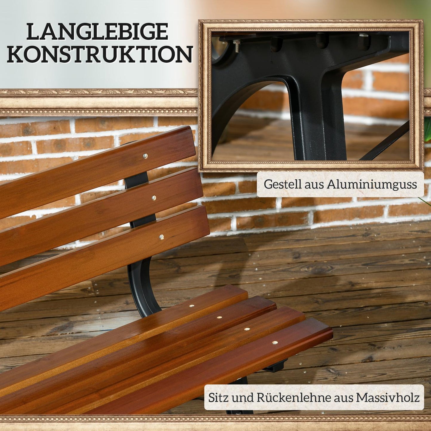 Garden bench 2-seater with backrest - 120 cm