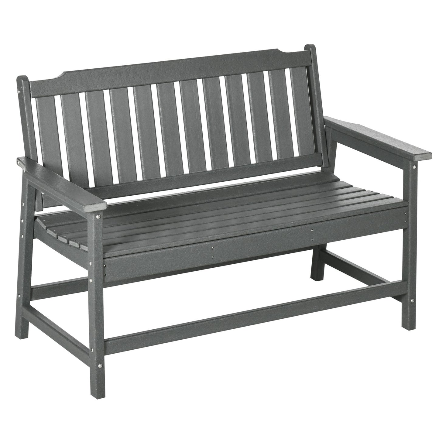 Weatherproof 2-seater garden bench with backrest, 124x60x87cm