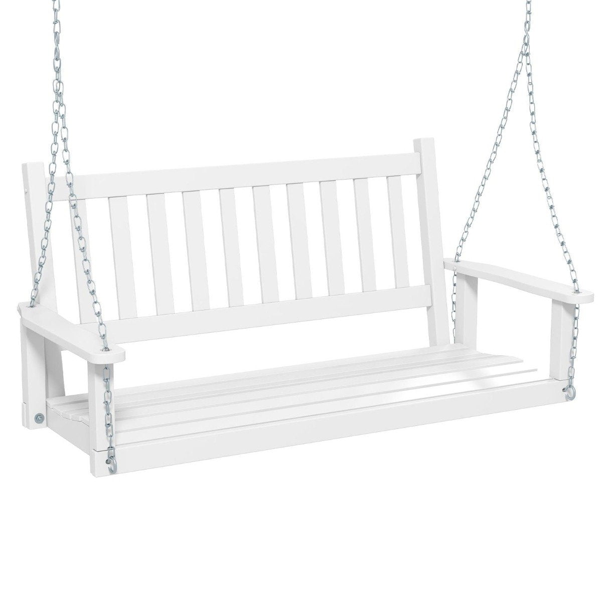 2-seater hanging bench made of solid wood, porch swing, load capacity up to 230 kg, white