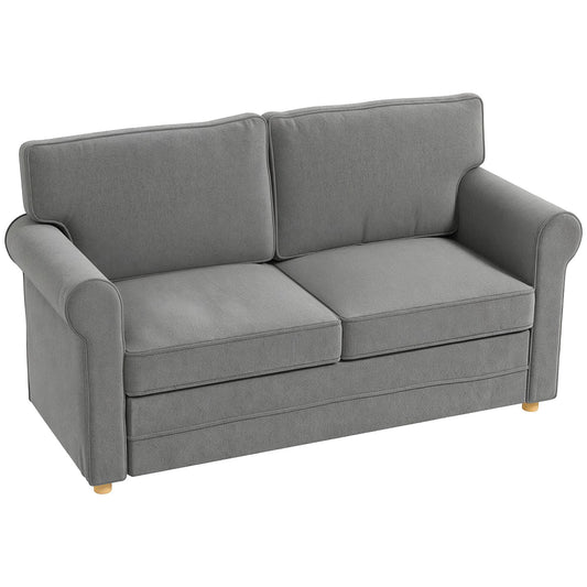 2-Seater Sofa, Linen Fabric, Steel Frame, Dark Grey