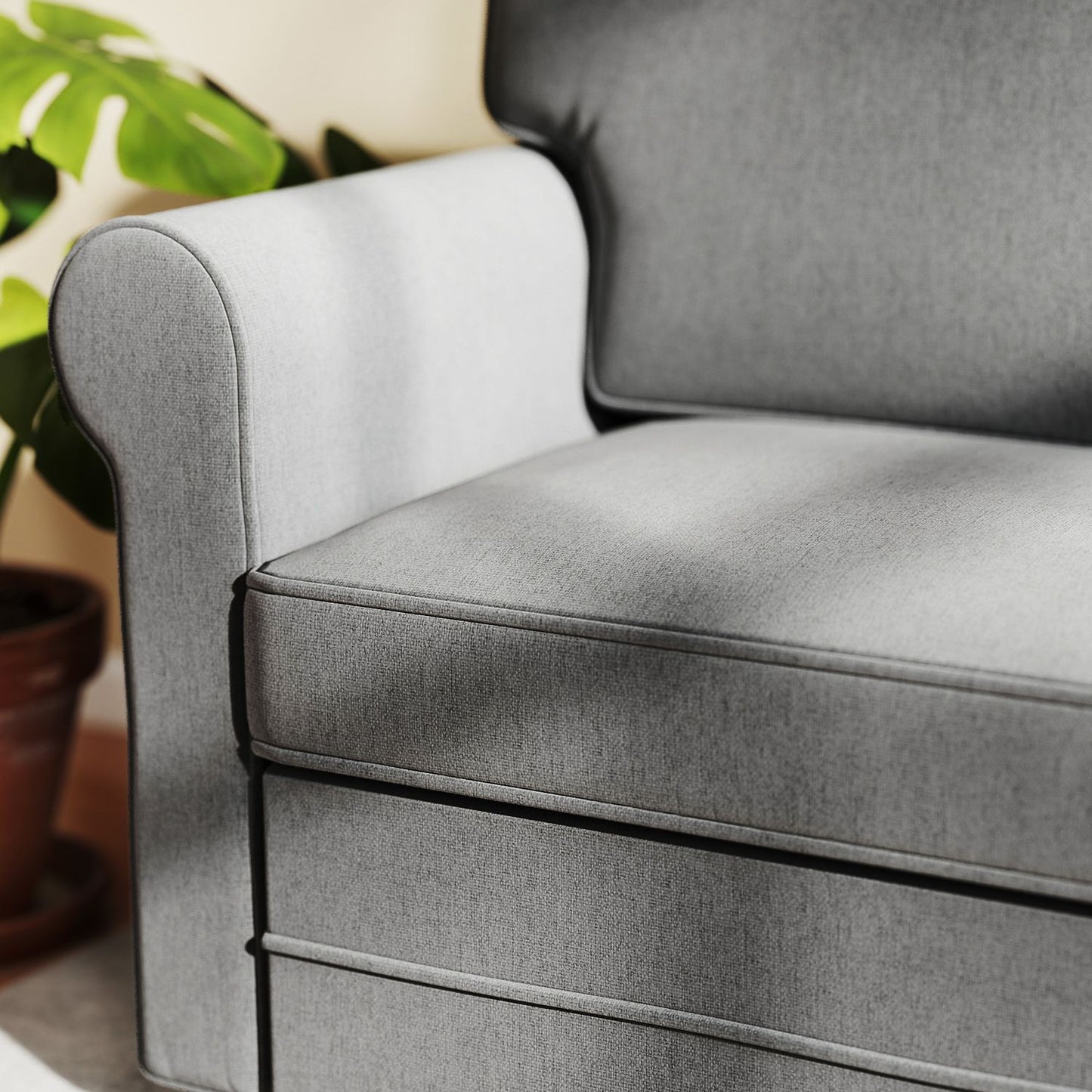 2-Seater Sofa, Linen Fabric, Steel Frame, Dark Grey