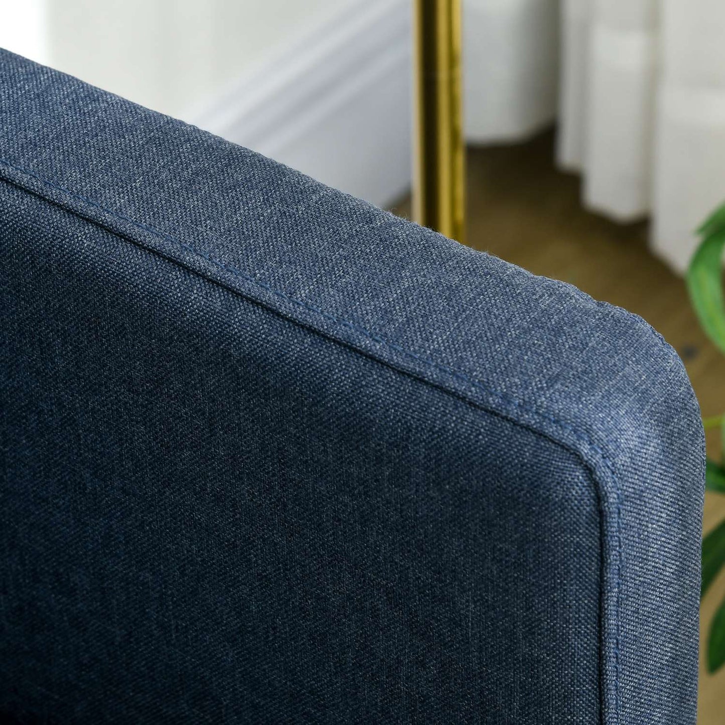 2-seater sofa in linen look - steel legs, dark blue