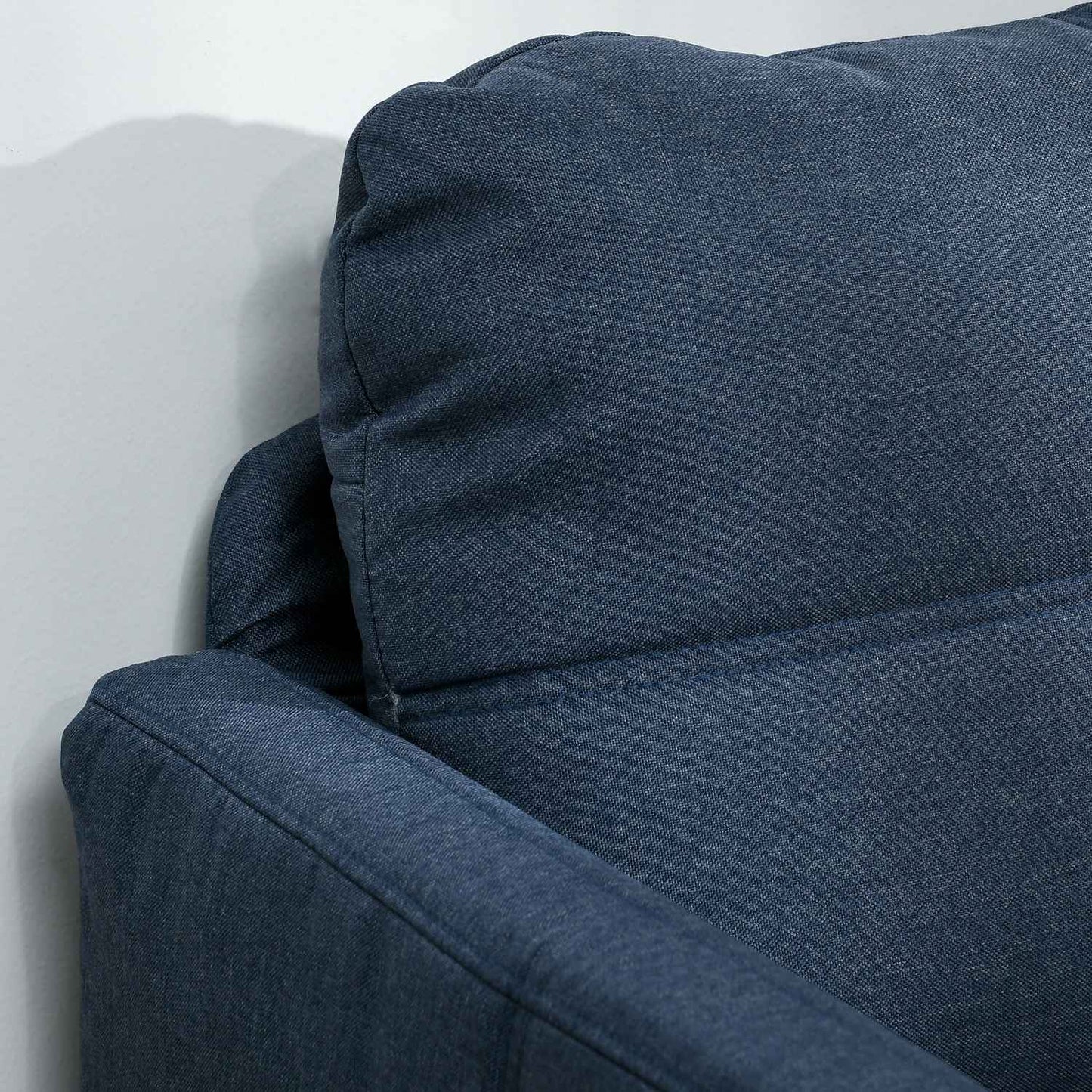 2-seater sofa in linen look - steel legs, dark blue