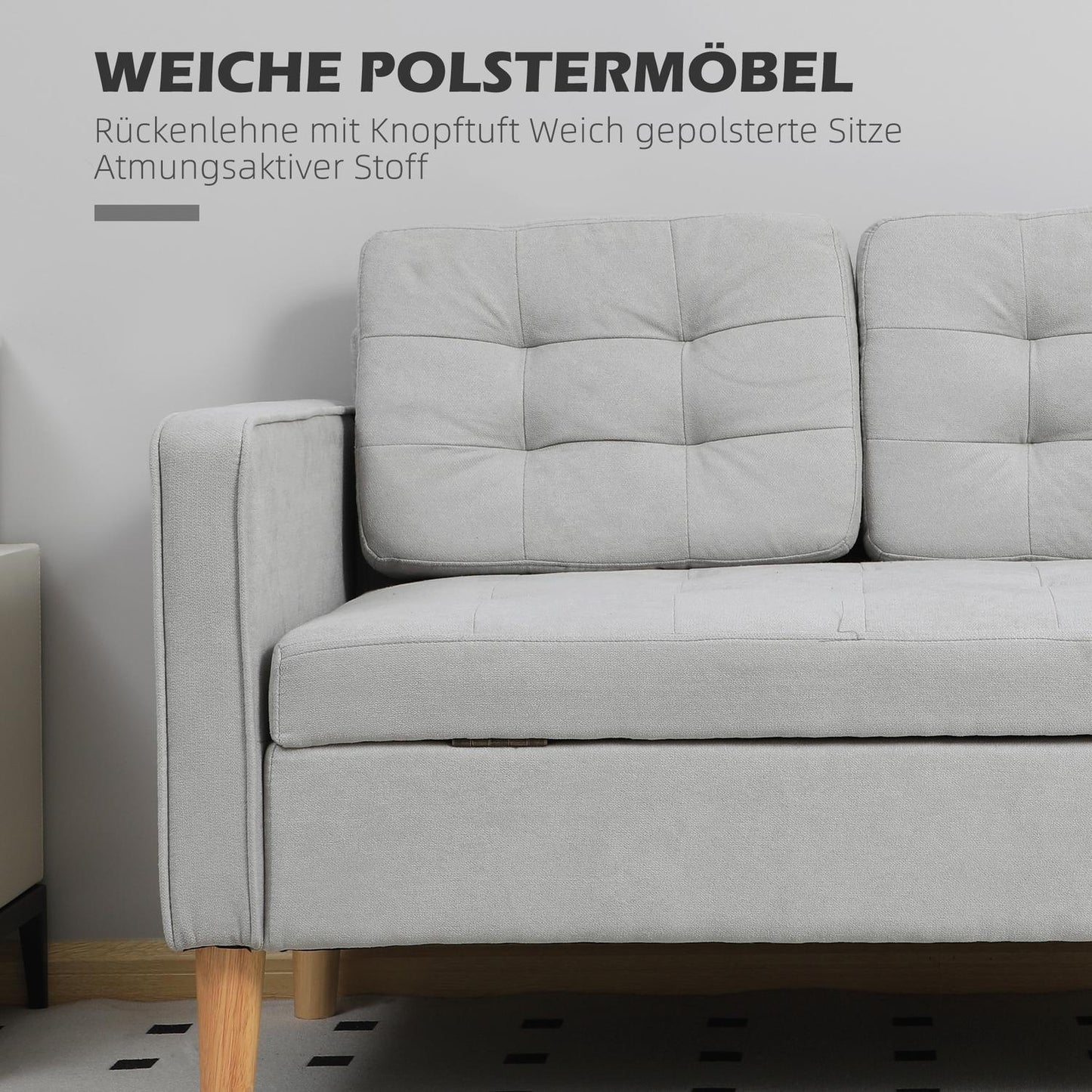2-seater upholstered sofa with storage - Velvet Look