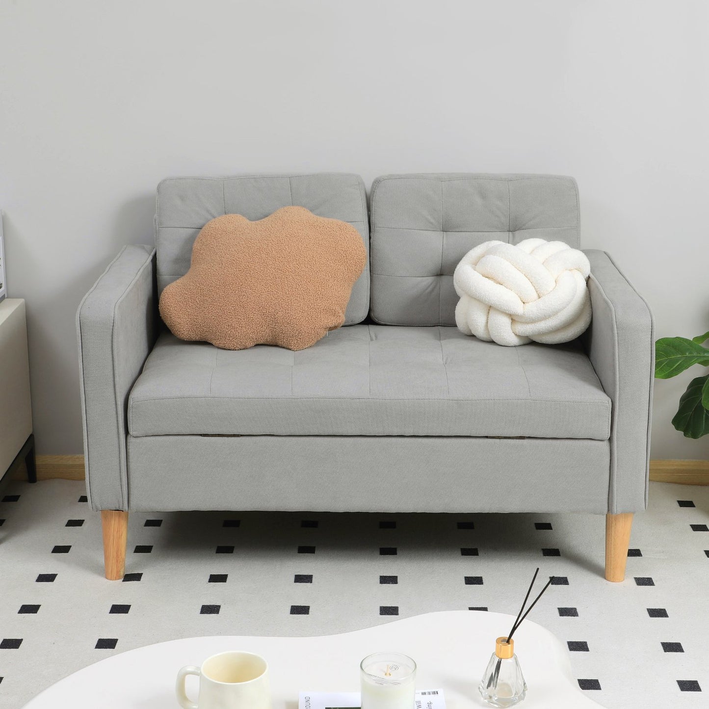 2-seater upholstered sofa with storage - Velvet Look