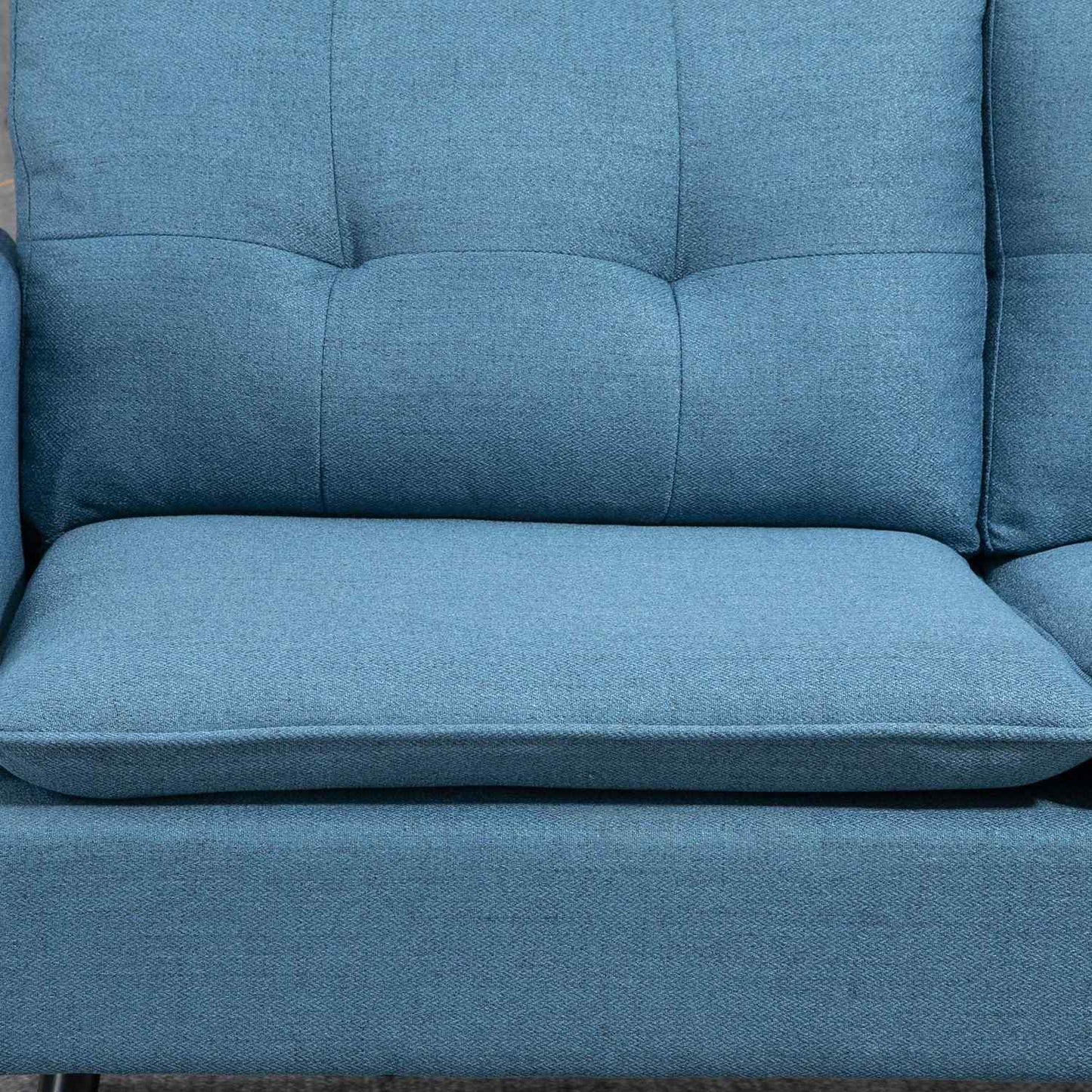 Modern dark blue 2-seater sofa with thick cushions