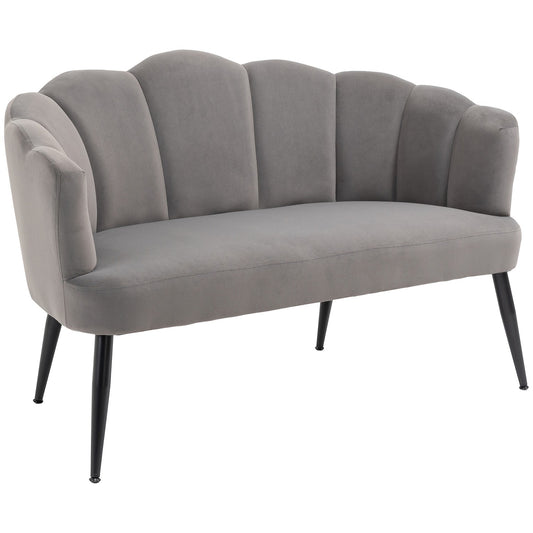 2-seater sofa, double sofa, two-seater lounge chair in modern design, load capacity up to 160 kg, 132 x 66 x 80 cm, grey