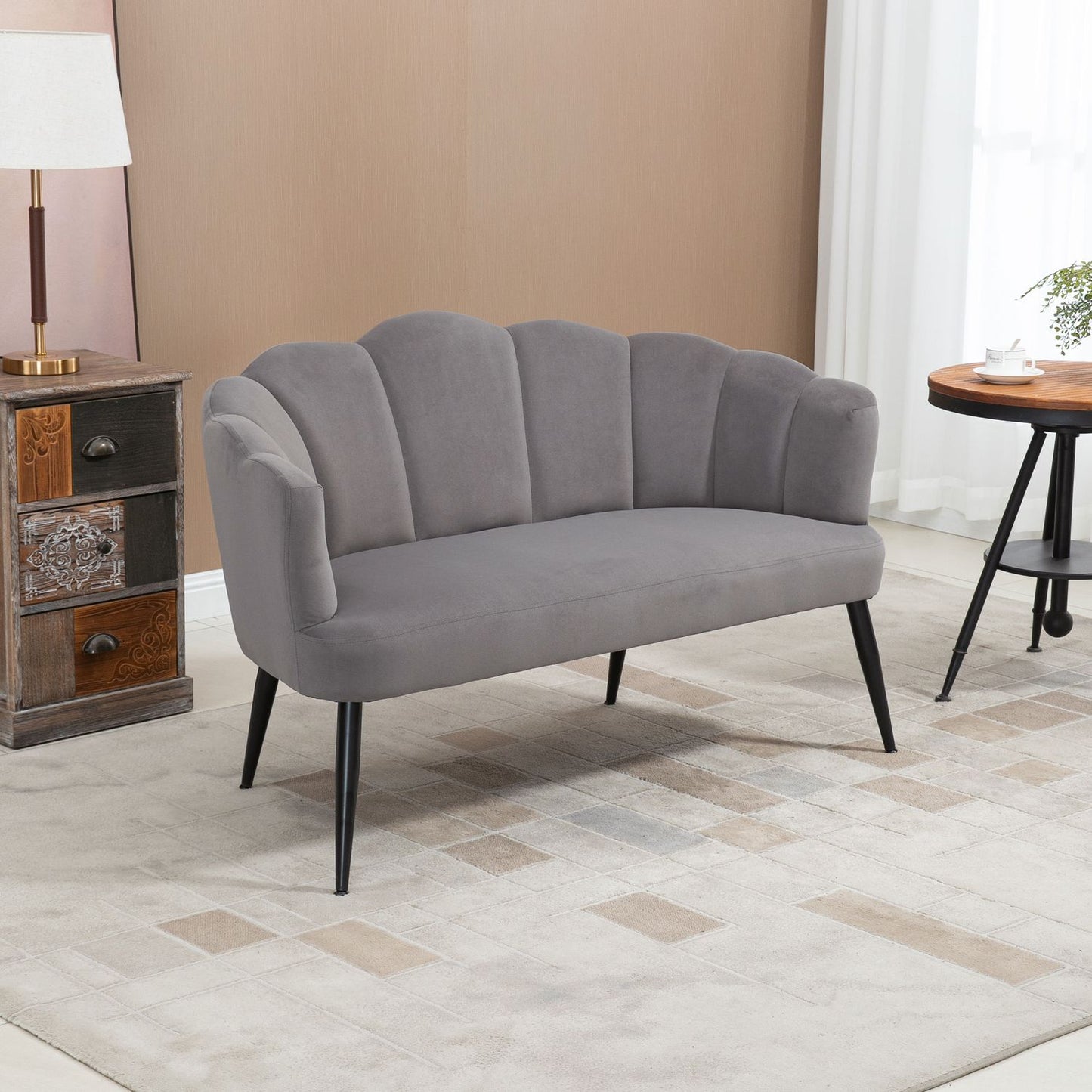2-seater sofa, double sofa, two-seater lounge chair in modern design, load capacity up to 160 kg, 132 x 66 x 80 cm, grey