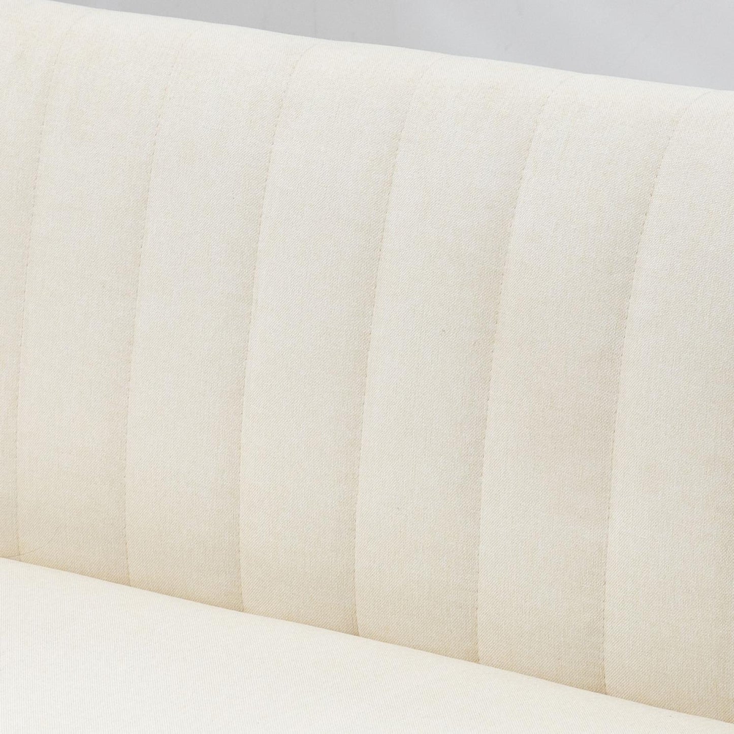 Cream white 2-seater sofa with wooden legs, linen look