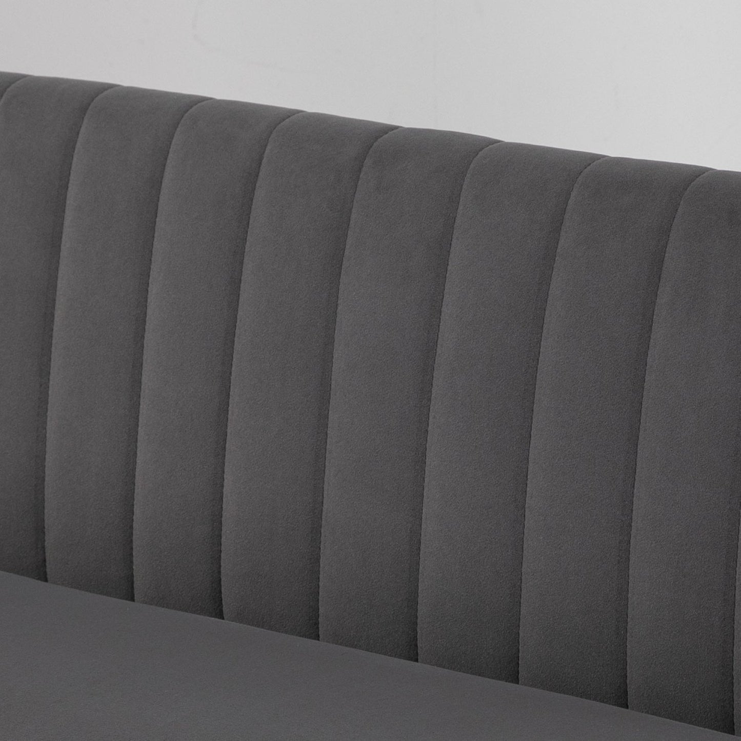 Dark gray Linen-Look Loveseat, wooden legs, 2-seater
