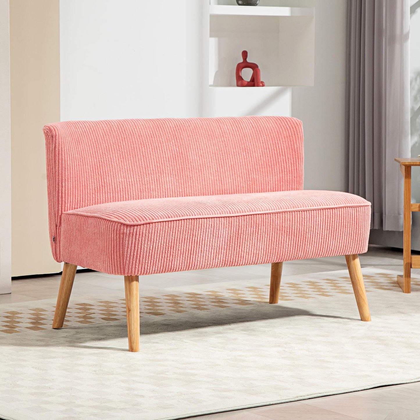 Pink 2-seater upholstered sofa - compact and cozy design