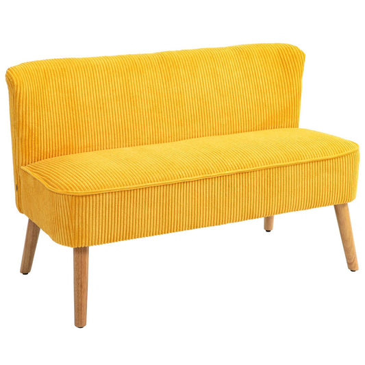 2-seat upholstered sofa, yellow, 117x56.5x77 cm
