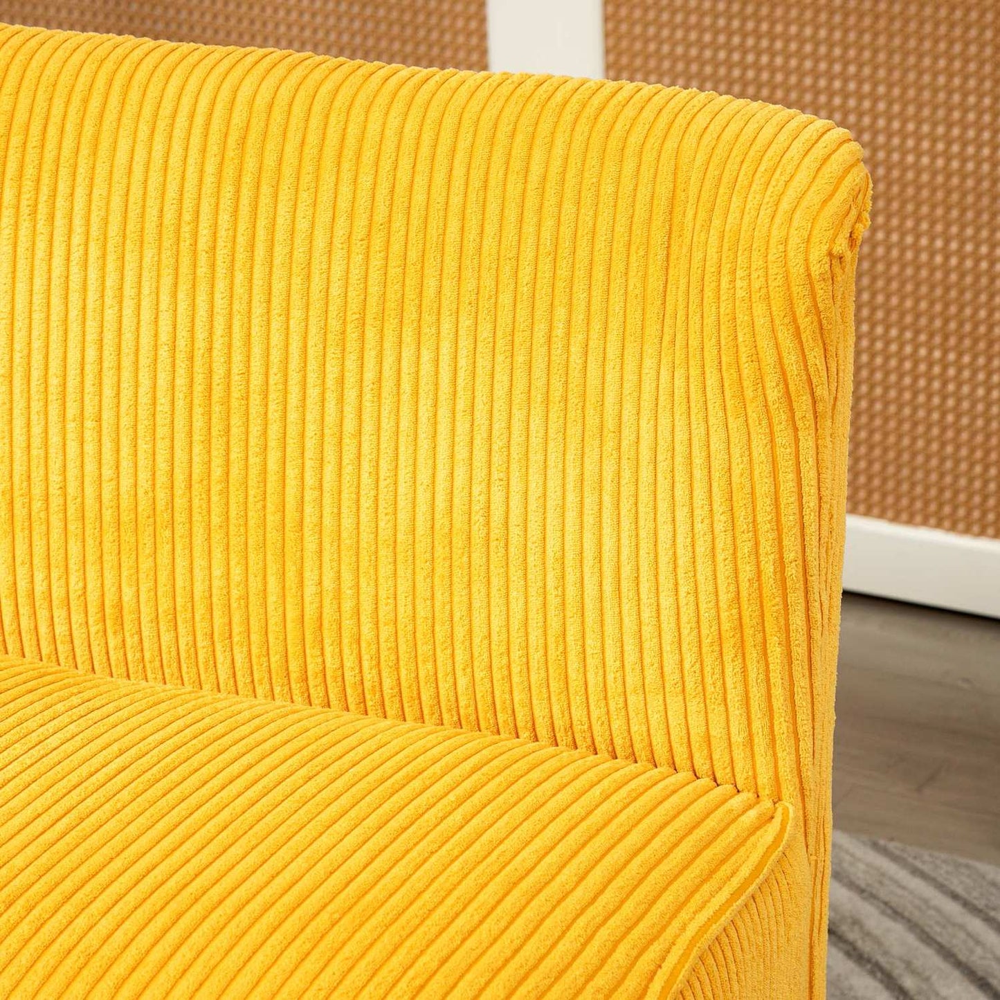 2-seat upholstered sofa, yellow, 117x56.5x77 cm