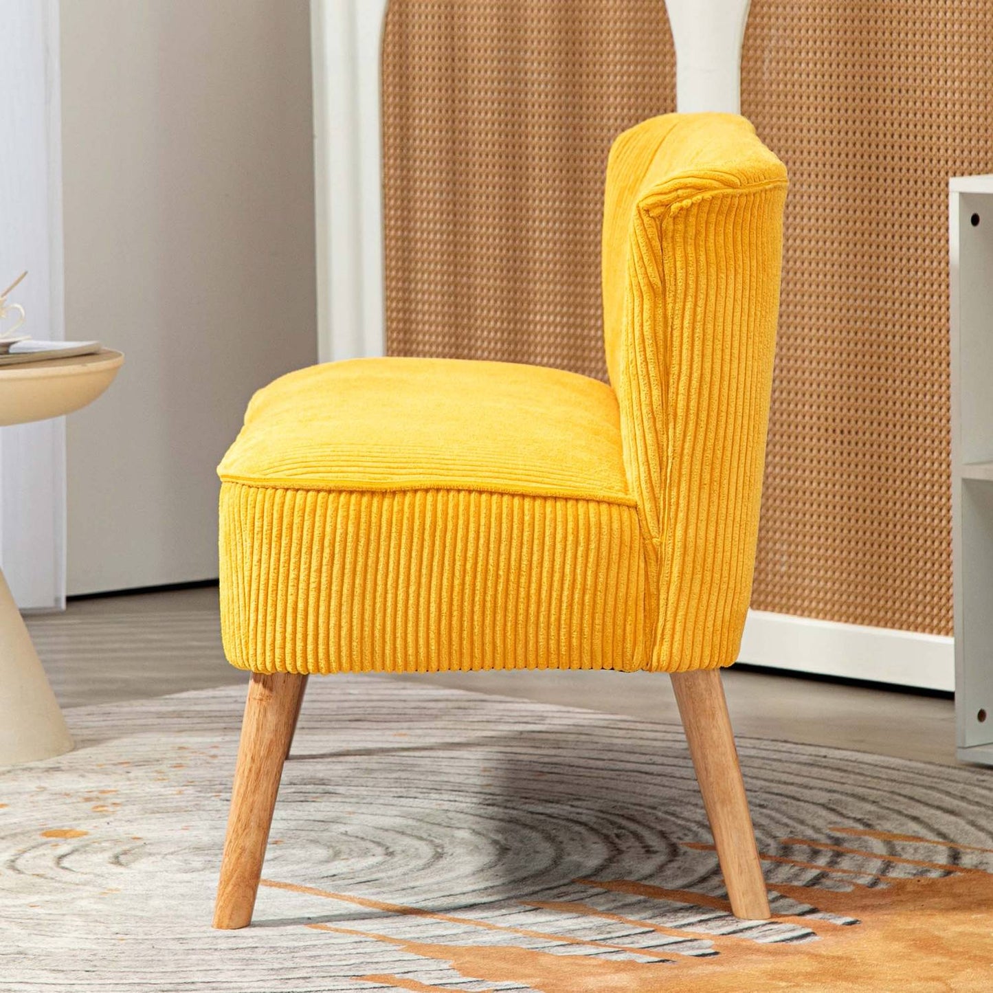 2-seat upholstered sofa, yellow, 117x56.5x77 cm