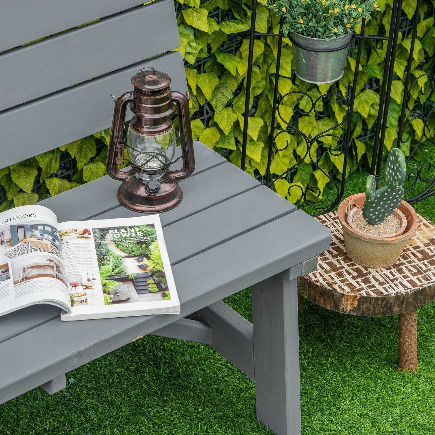 2-seater weatherproof wooden garden bench with backrest