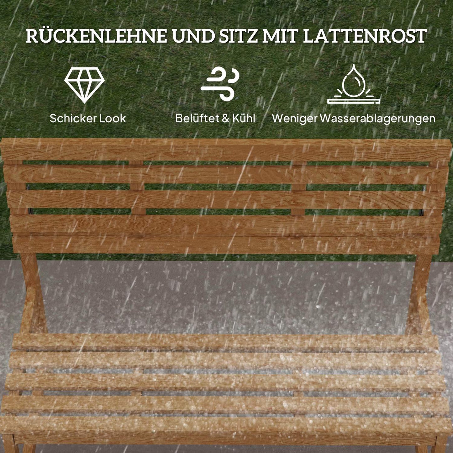 Garden bench in 2-seater teak with convertible backrest