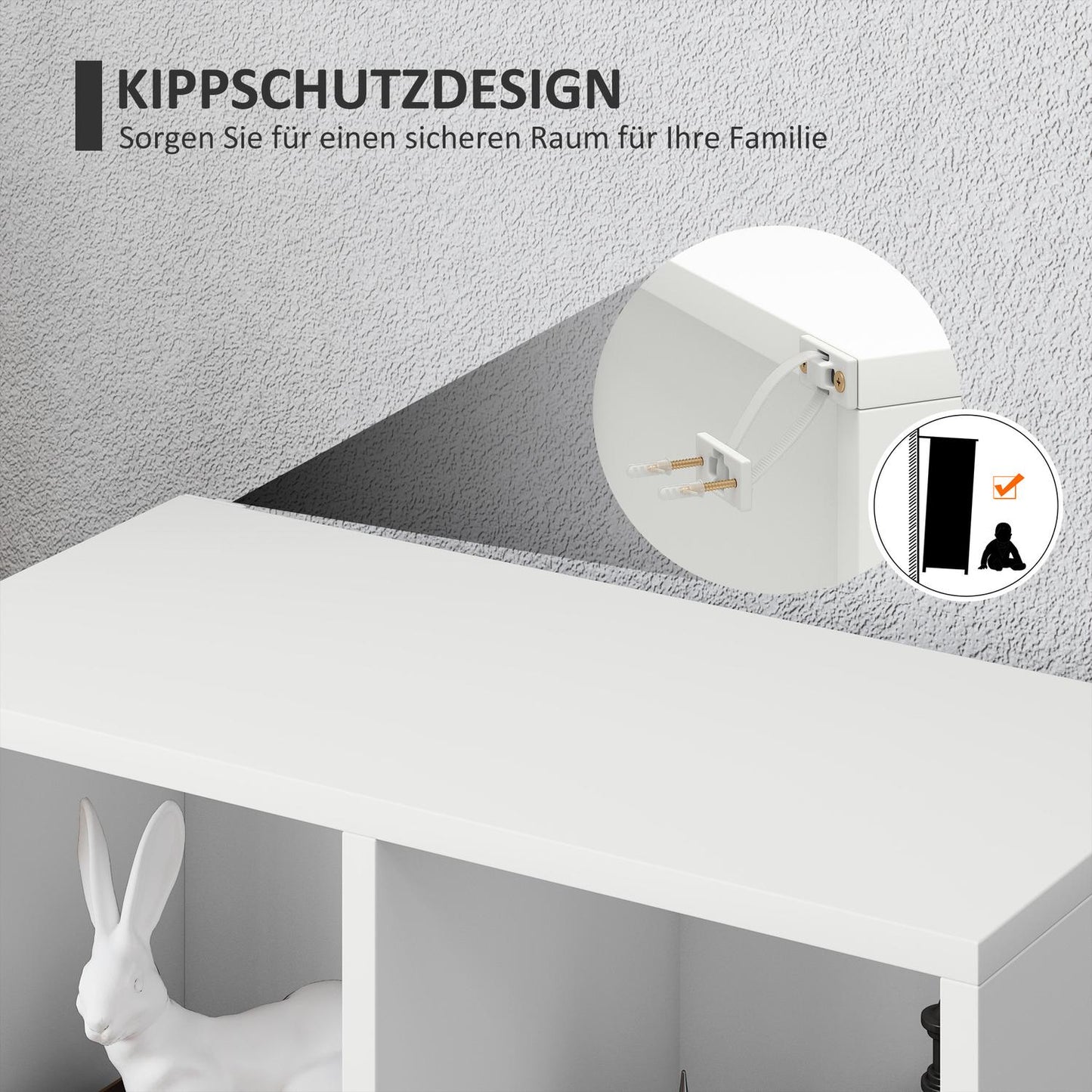 Two-Tier Bookshelf, 5 Compartments, White Particleboard