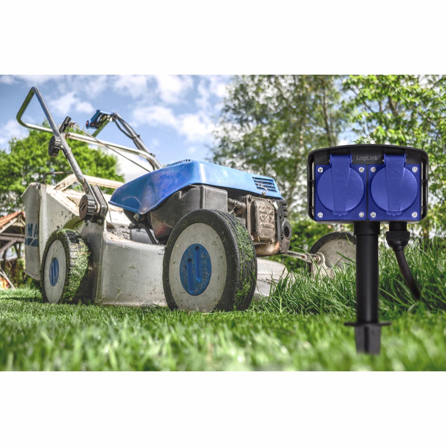 2-way socket outlet with spike Outdoor use 2m