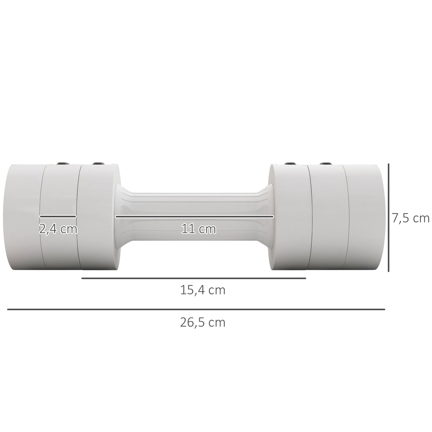Adjustable dumbbells 2 x 2.5 kg, floor friendly, white