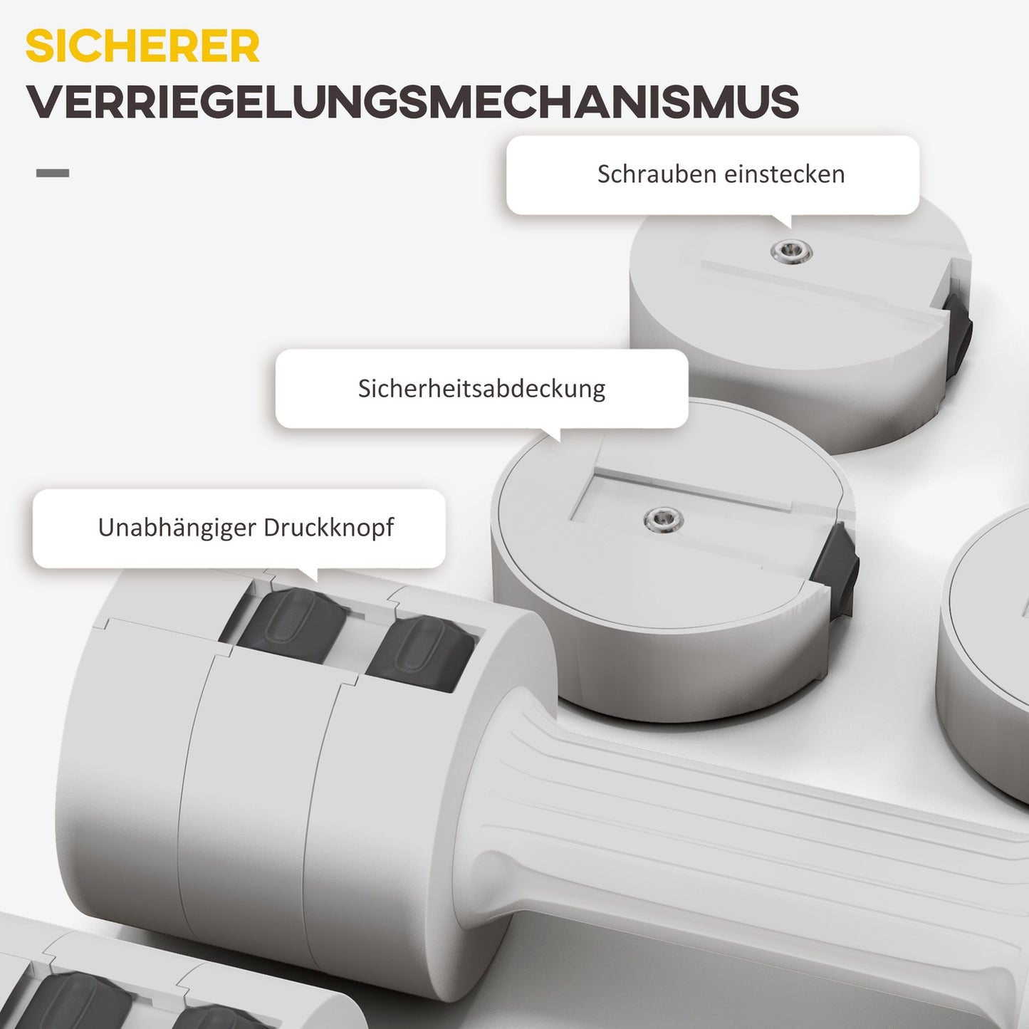 Adjustable dumbbells 2 x 2.5 kg, floor friendly, white