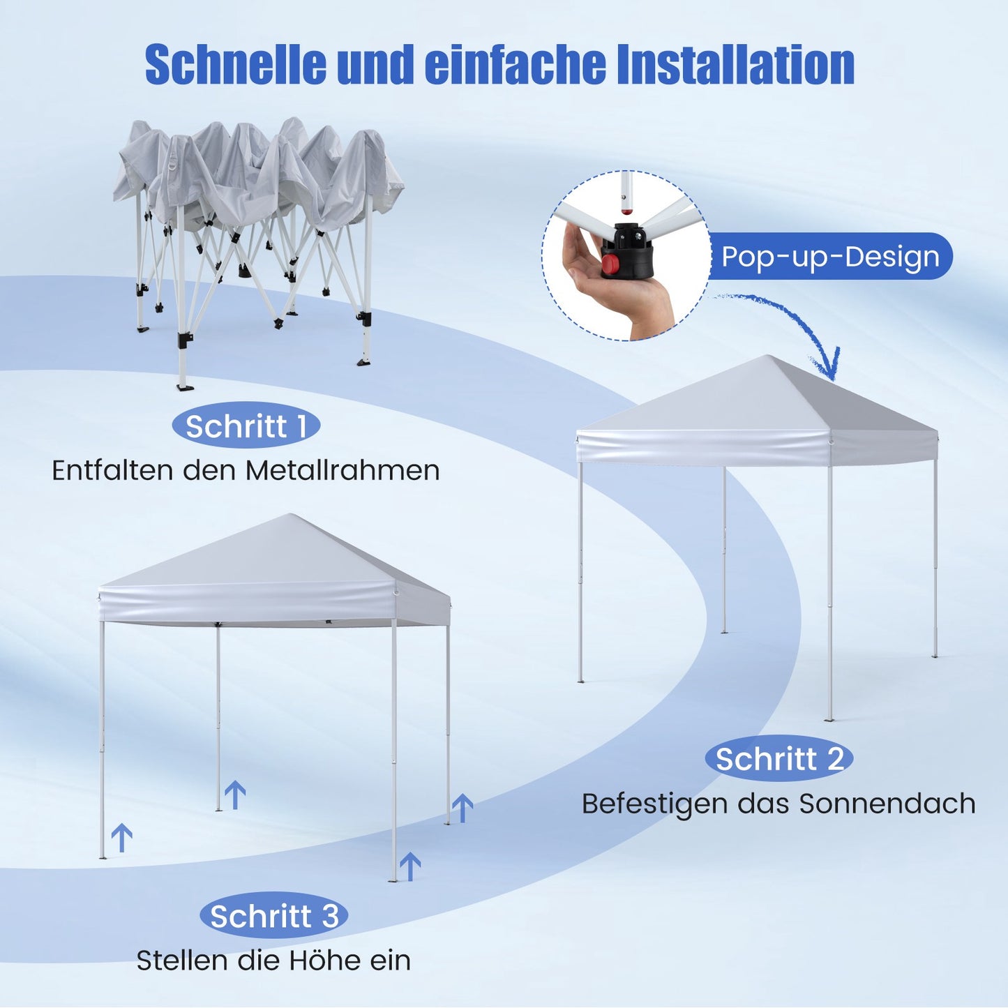 2x2m Pop-Up Pavilion, Waterproof, UV 50+, White