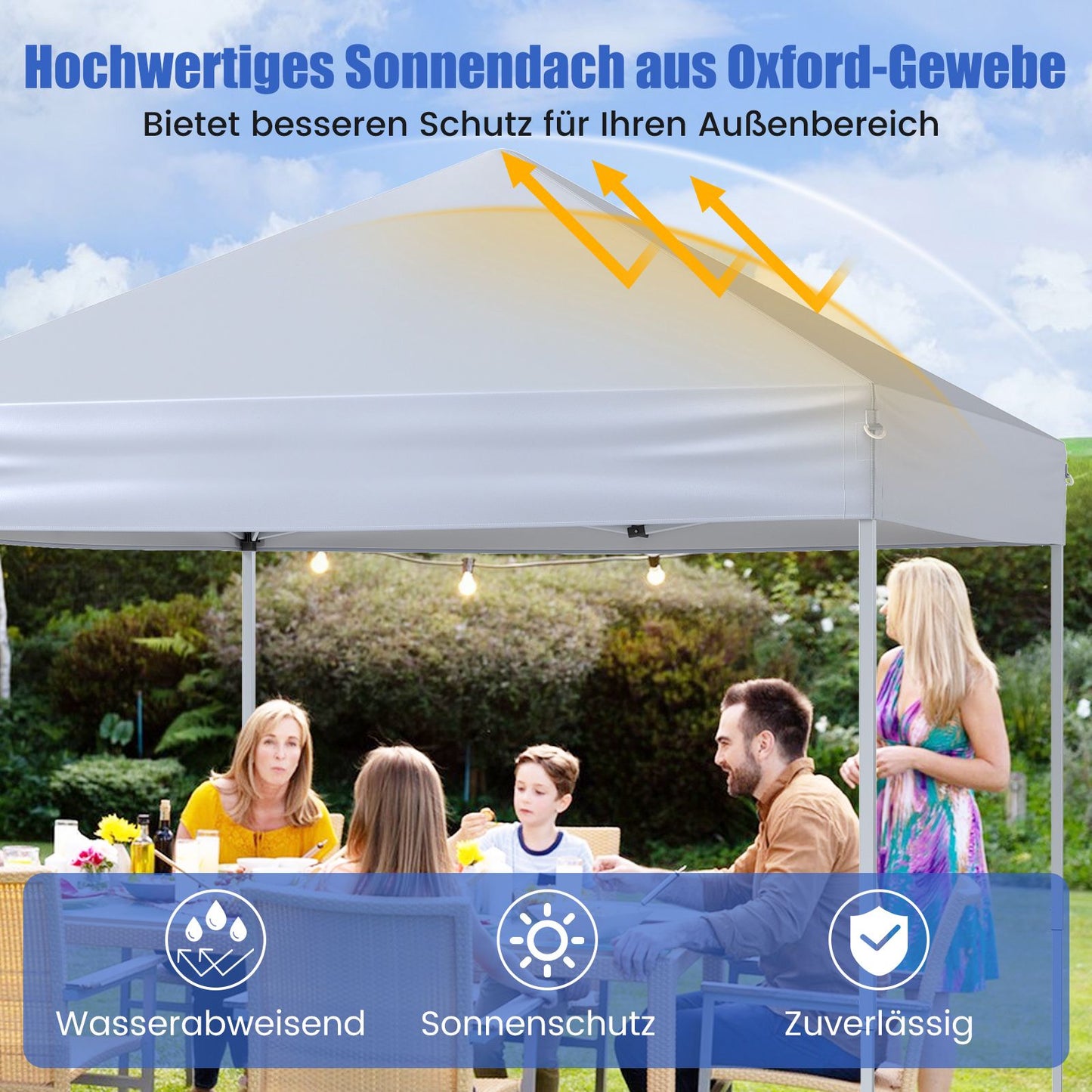 2x2m Pop-Up Pavilion, Waterproof, UV 50+, White