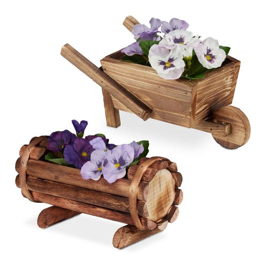 2x Decorative Wooden Planters