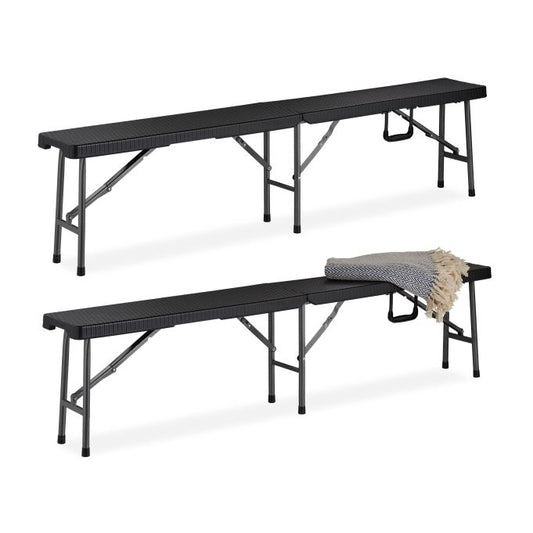 2x Folding Benches Black