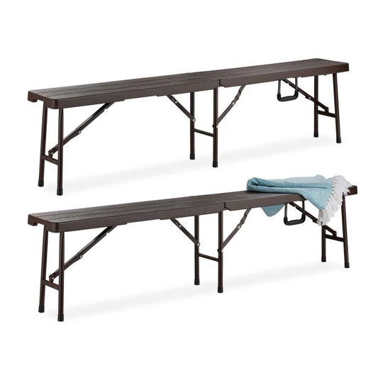 2x Folding Benches Brown