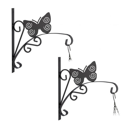 2x Holder for hanging basket with butterfly