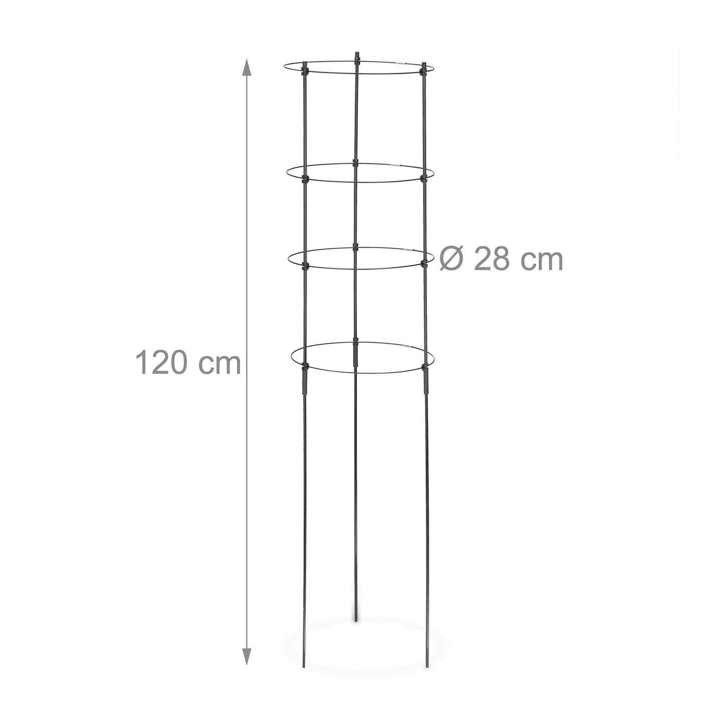 2x Plant Supports with Rings, 120 cm