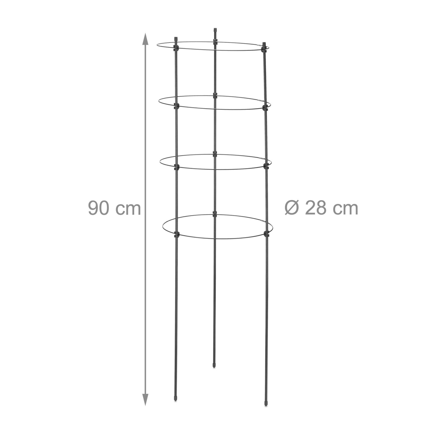 2x Plant Supports with Rings, 90 cm