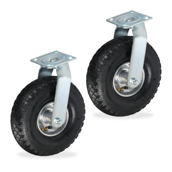 2x air-filled swivel wheels 3.00-4