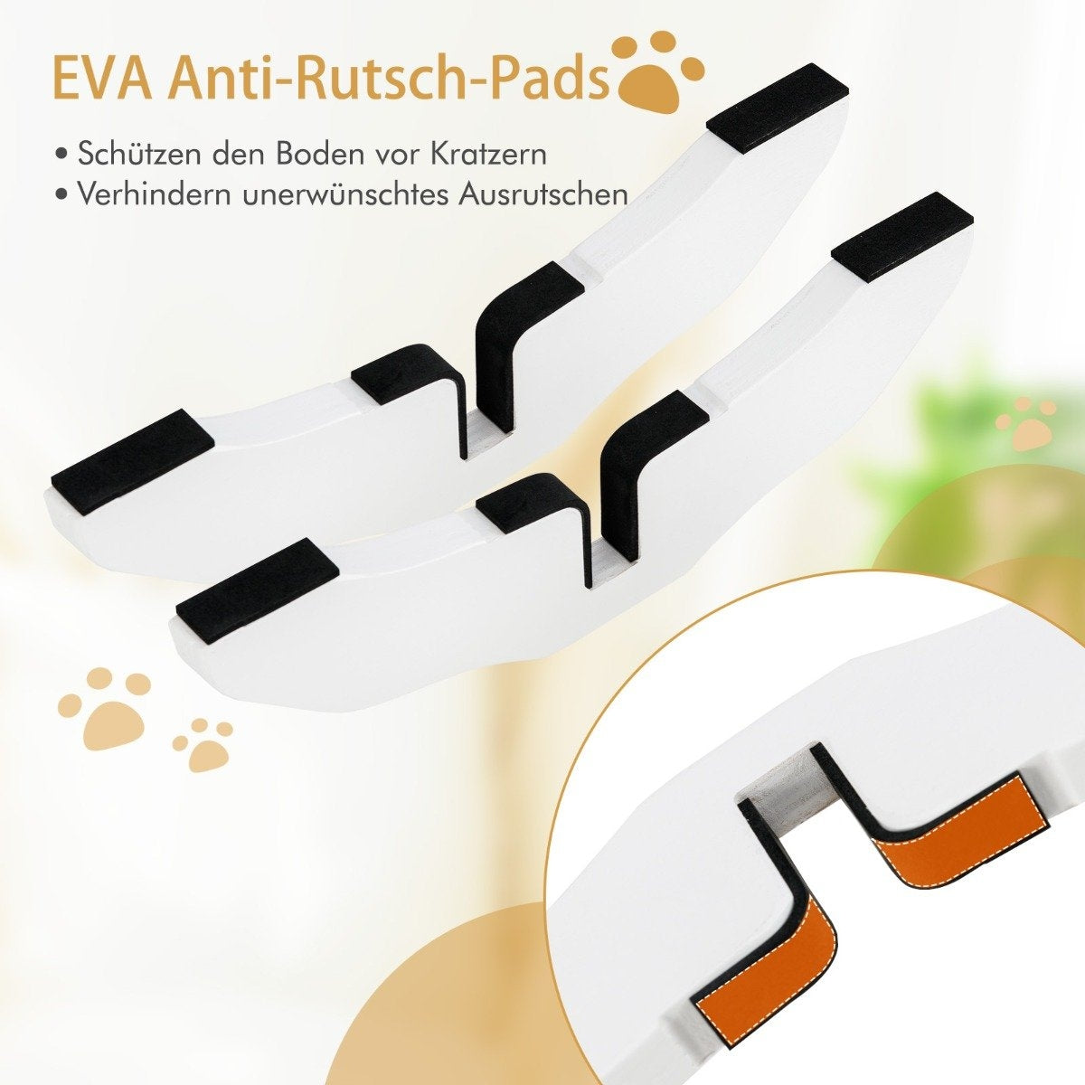 2 x pinewood support feet for dog barriers 2 cm grid feet for protective gates white