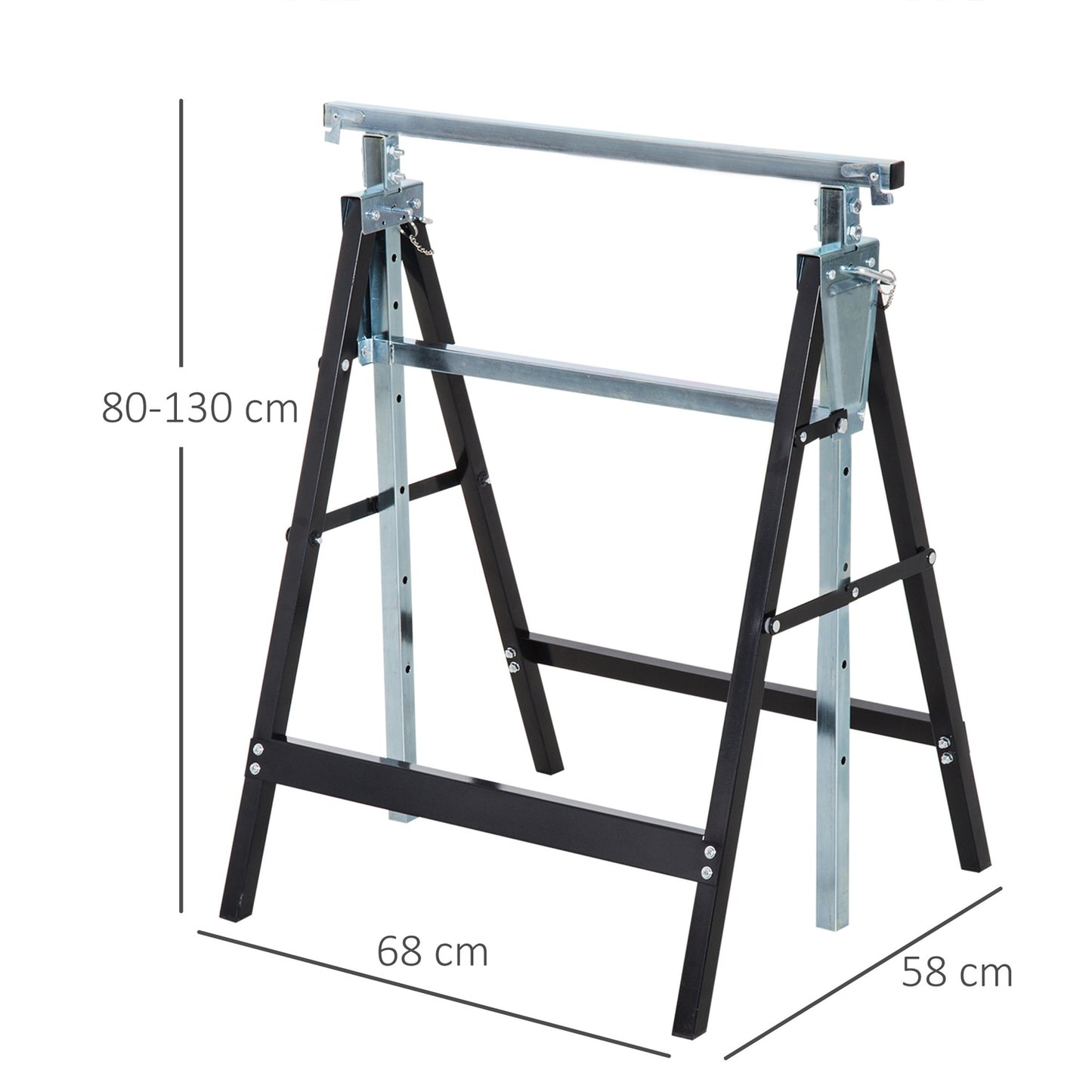 Adjustable Folding Steel Brace - Heavy Duty, Black