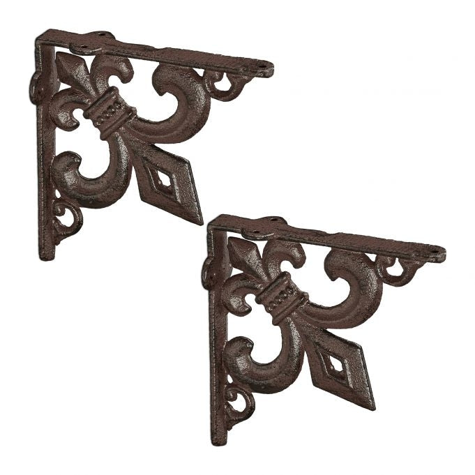 2x shelf bracket with French lily cast iron
