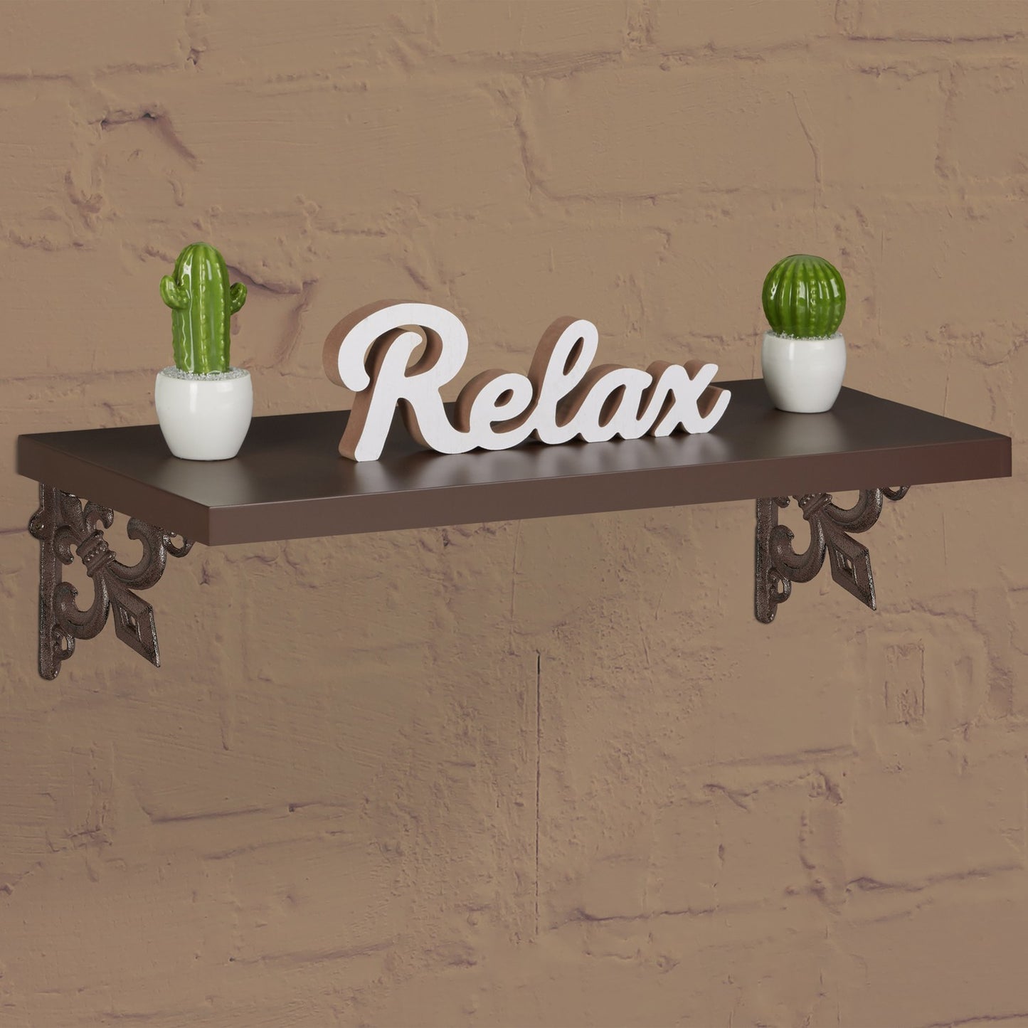 2x shelf bracket with French lily cast iron