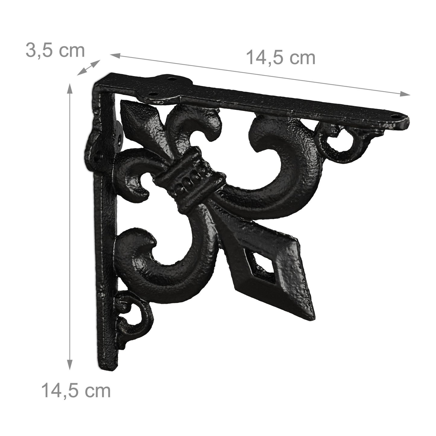 2x shelf bracket with French lily cast iron