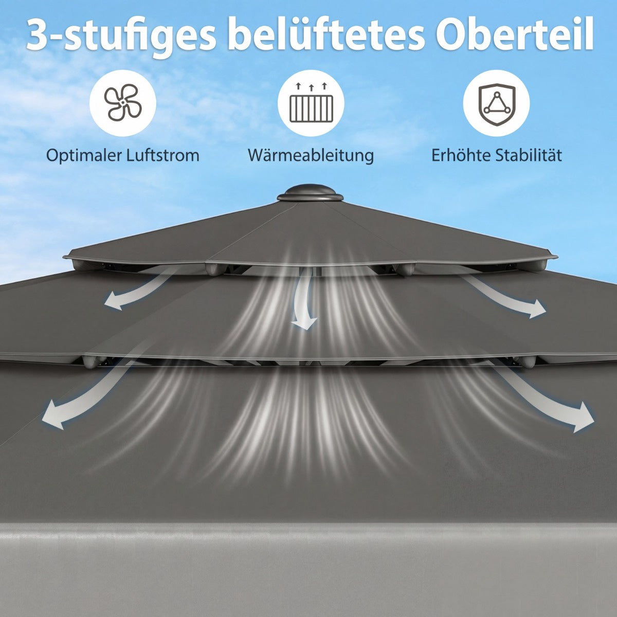 300 CM Outdoor Market Umbrella with Tilt, Ventilated Roof