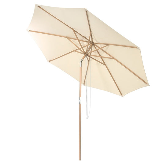 300 cm garden umbrella made of wood, can be bent by 30° on both sides, beige
