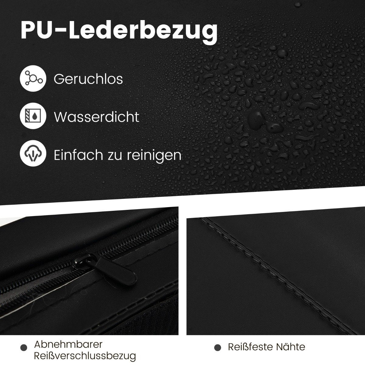 300 x 117 x 5 cm soft floor mat made of artificial leather with climbing fastener and carrying handles, black
