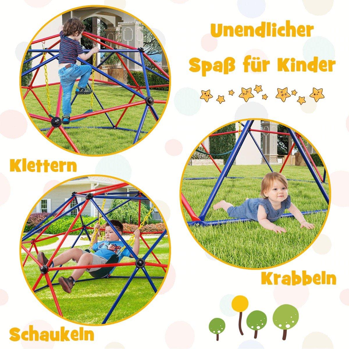 305cm Climbing Dome with Swing, 363kg Capacity, Red