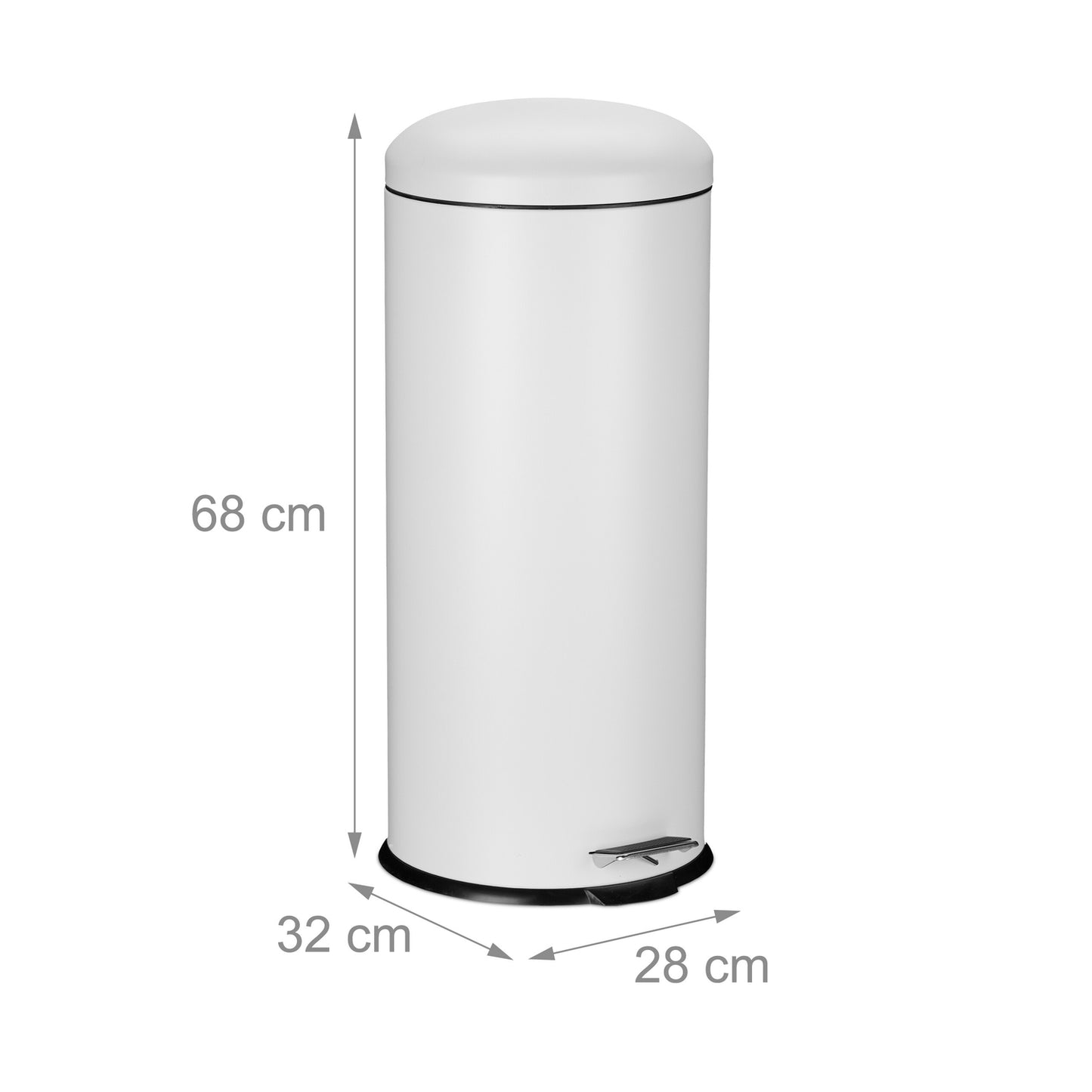 30L Metal & Plastic Kitchen Bin, Foot Pedal