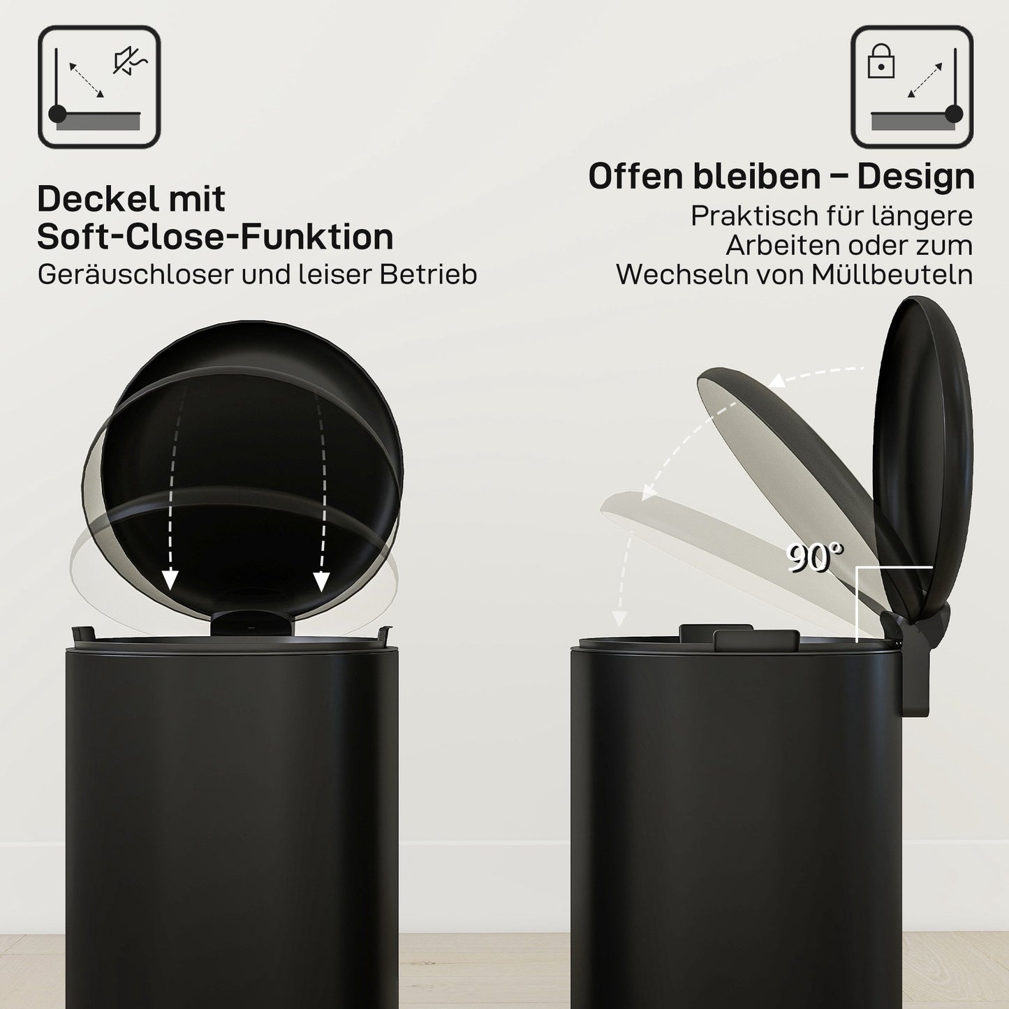 30L Pedal Bin with Soft-Close Lid, Black