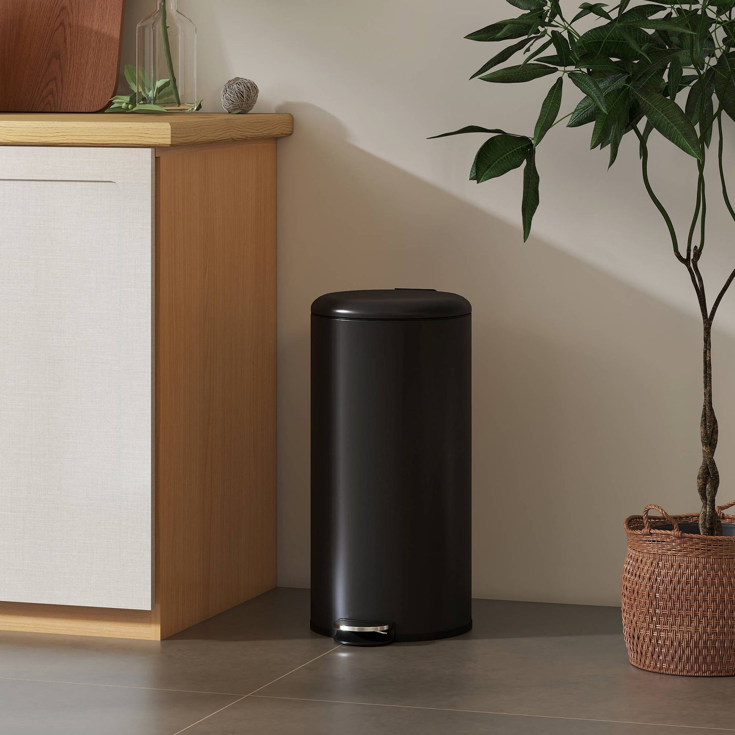 30L Pedal Bin with Soft-Close Lid, Black