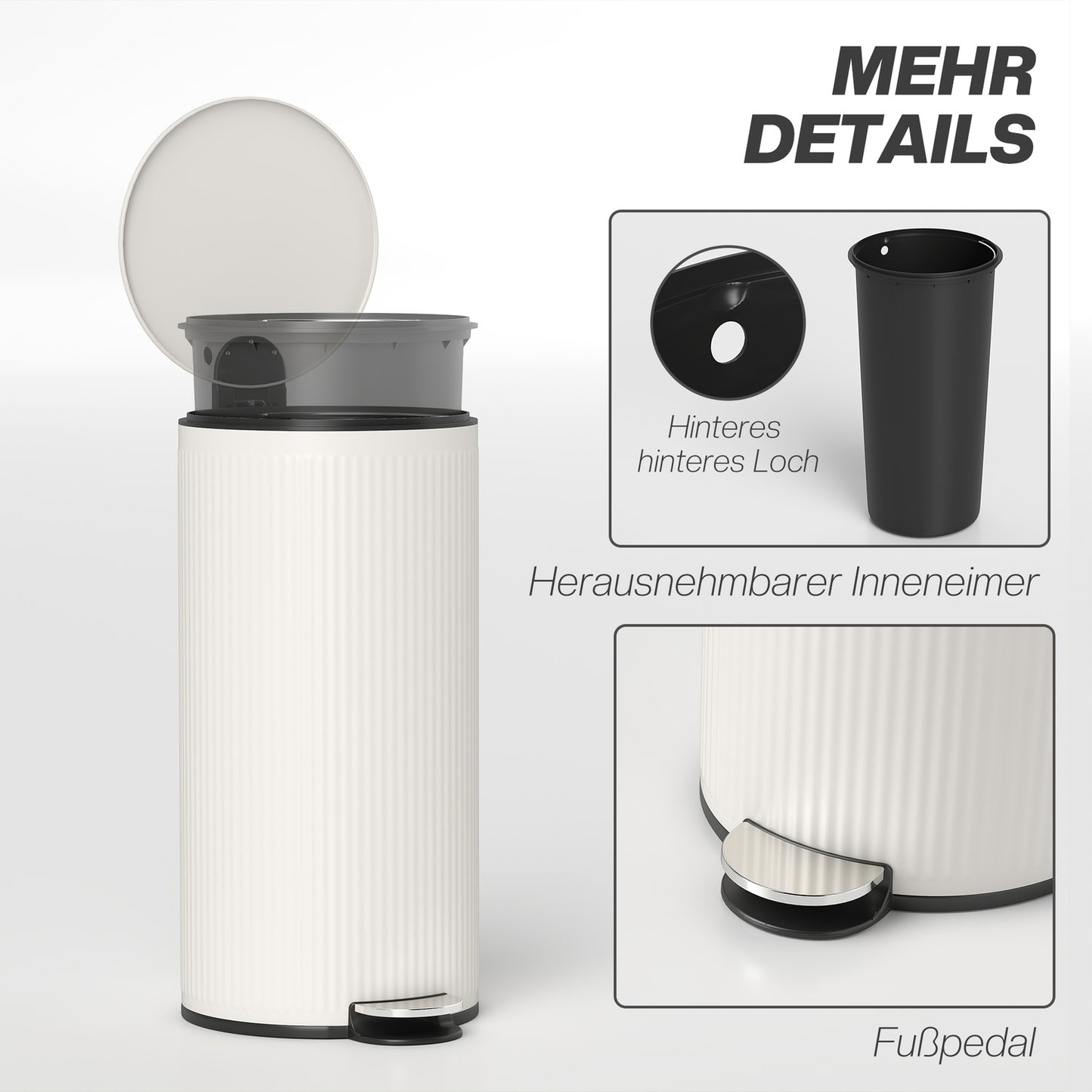 30L Pedal Bin with Soft-Close Lid, Black Metal