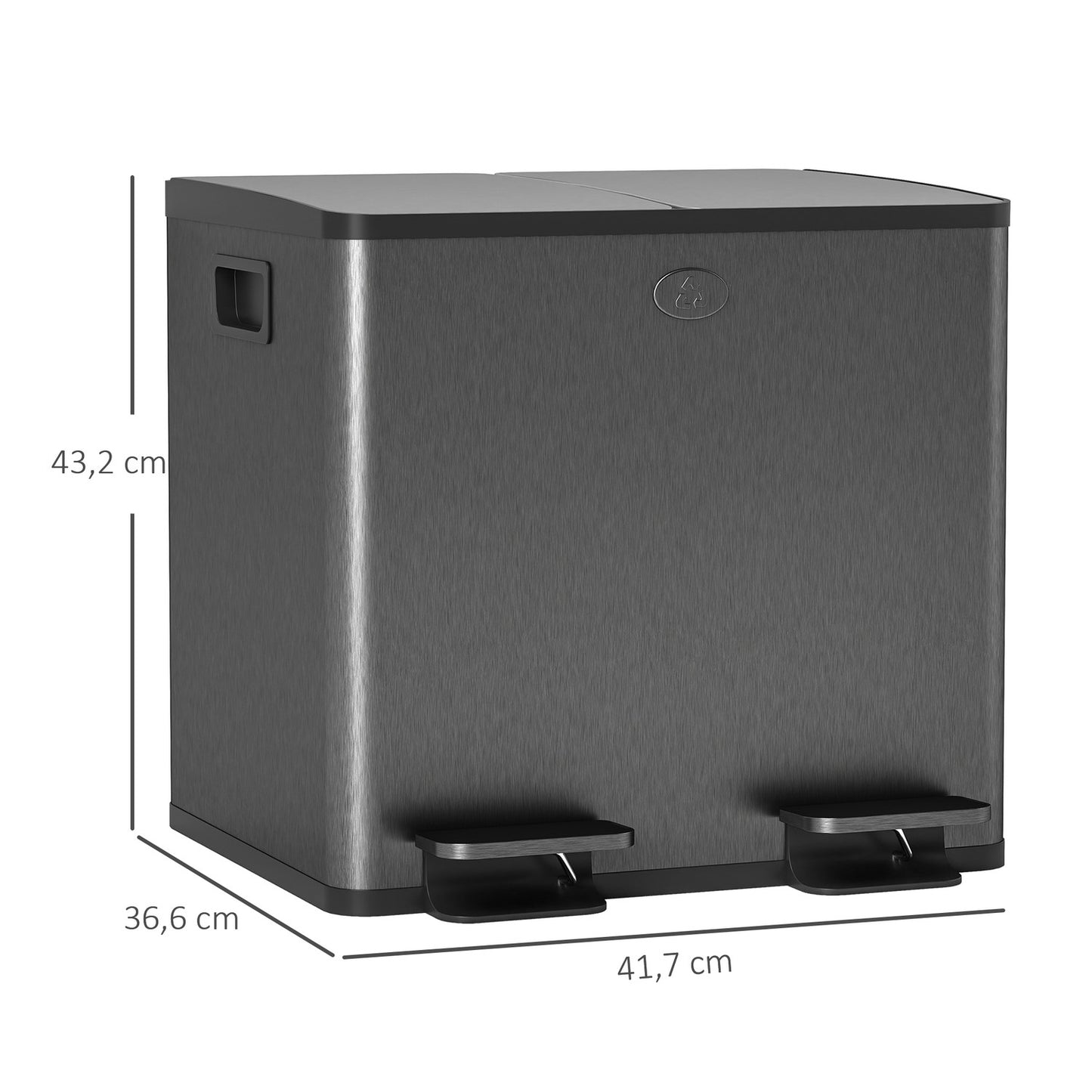 30L Stainless Steel Dual Compartment Trash Bin